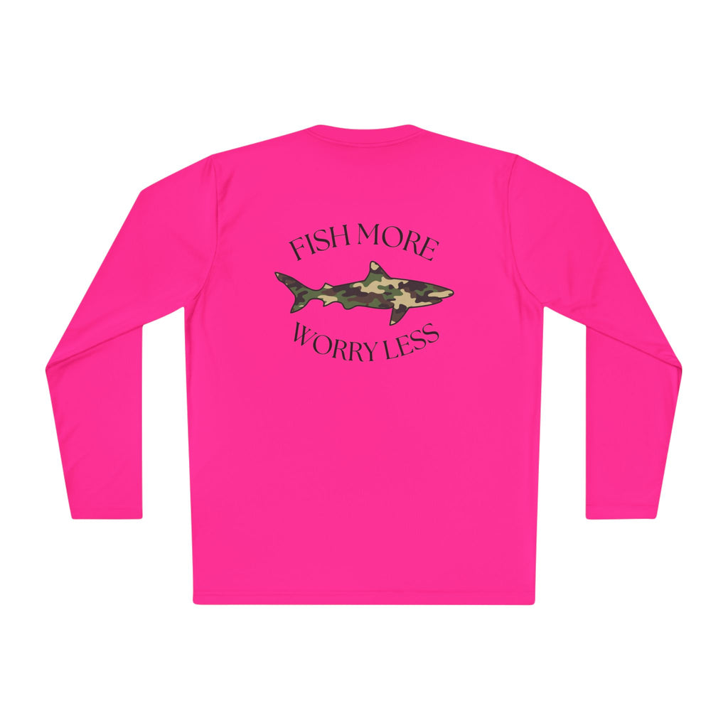Fish More Worry Less Long Sleeve Athletic Tee