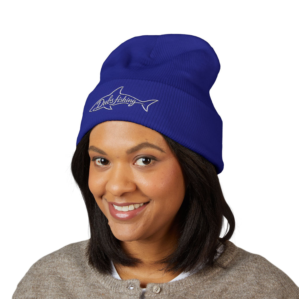 Cuffed Shark Logo Beanie | White Embroidery
