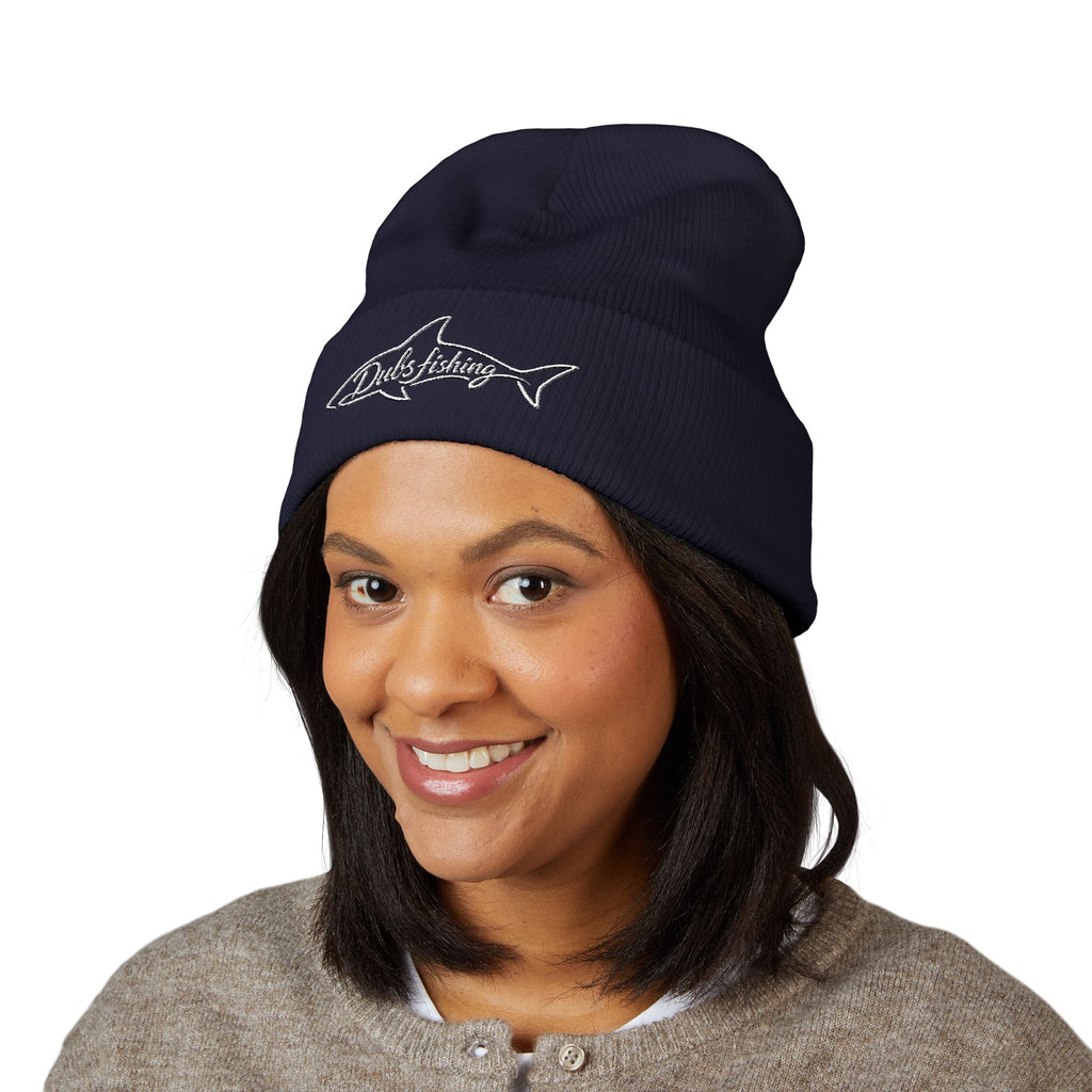 Cuffed Shark Logo Beanie | White Embroidery