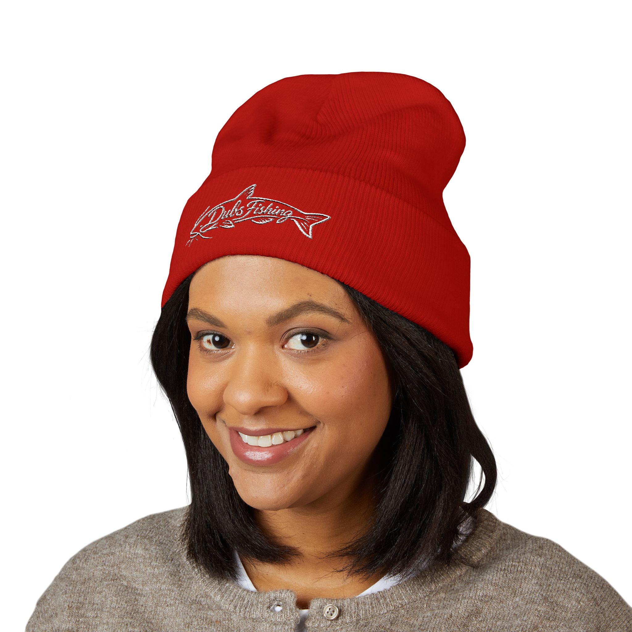 Cuffed Catfish Logo Beanie | White Embroidery