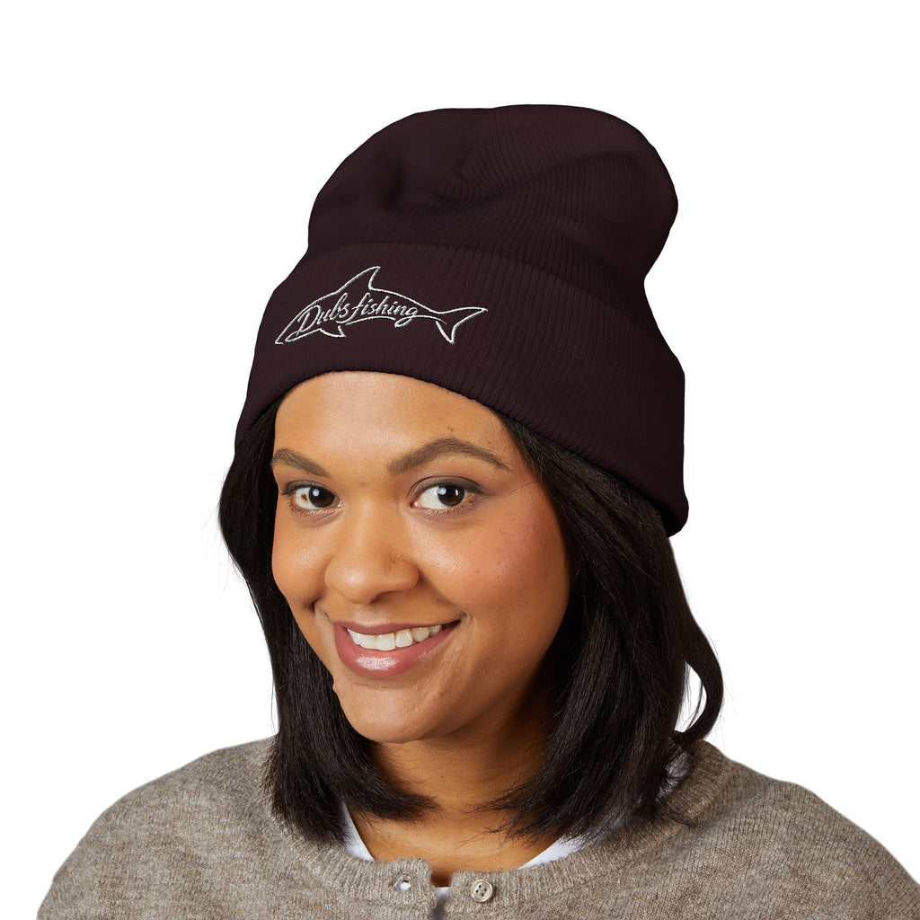 Cuffed Shark Logo Beanie | White Embroidery