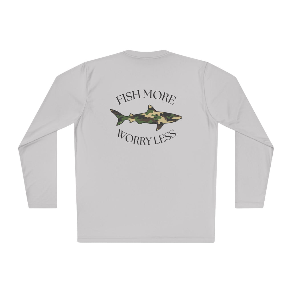 Fish More Worry Less Long Sleeve Athletic Tee