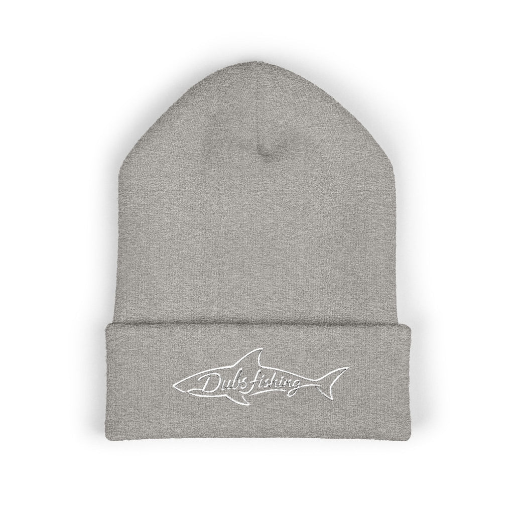 Cuffed Shark Logo Beanie | White Embroidery