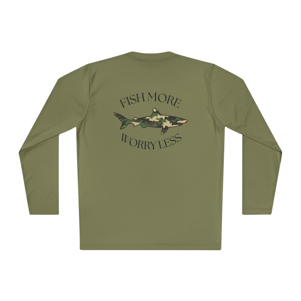 Fish More Worry Less Long Sleeve Athletic Tee