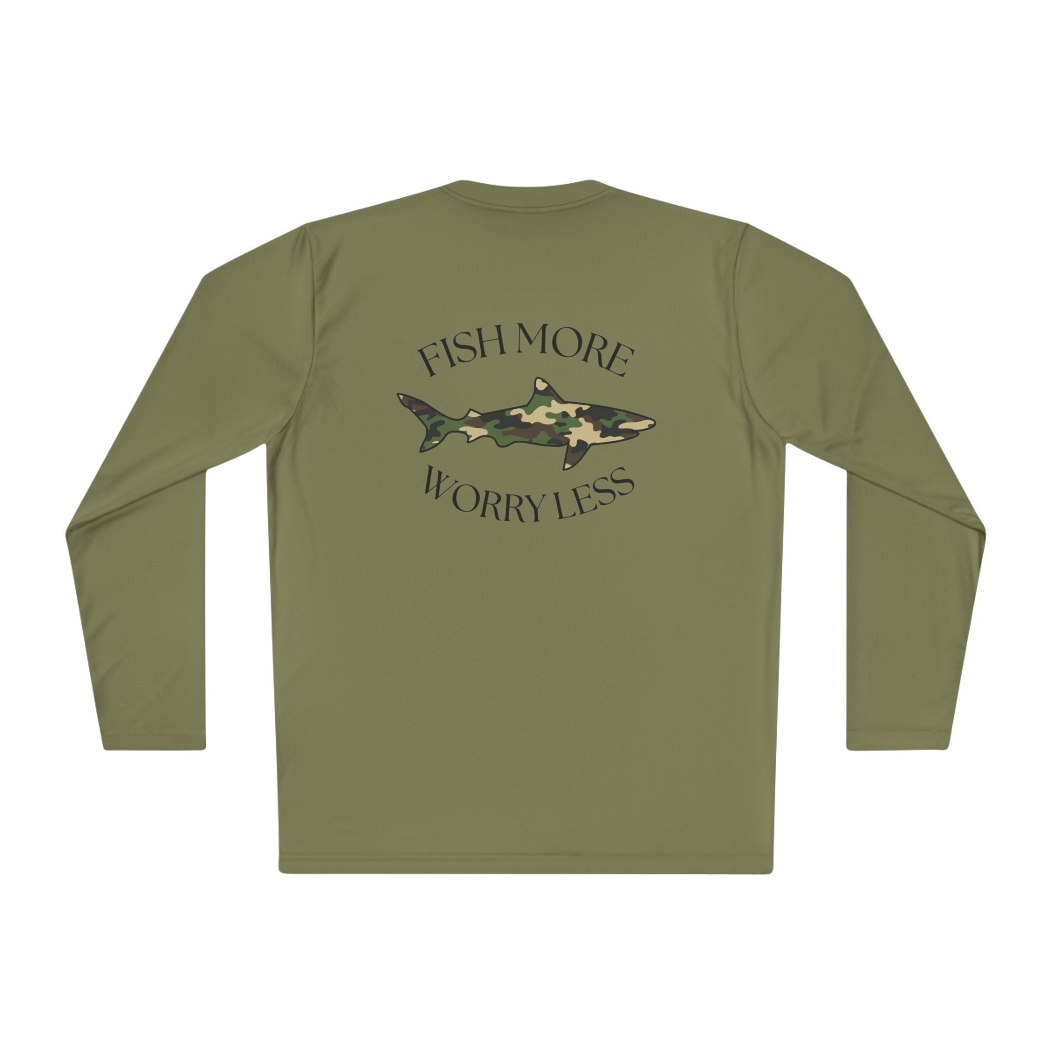 Fish More Worry Less Long Sleeve Athletic Tee