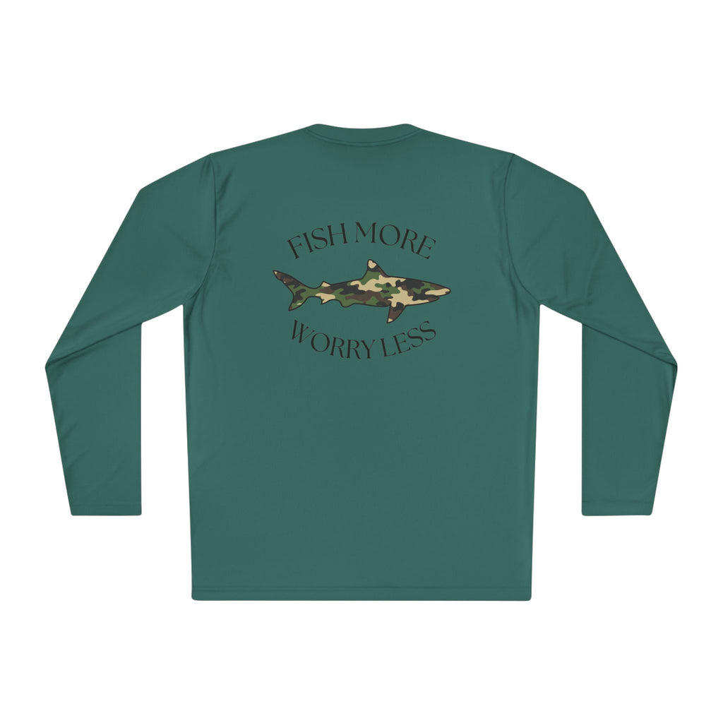 Fish More Worry Less Long Sleeve Athletic Tee