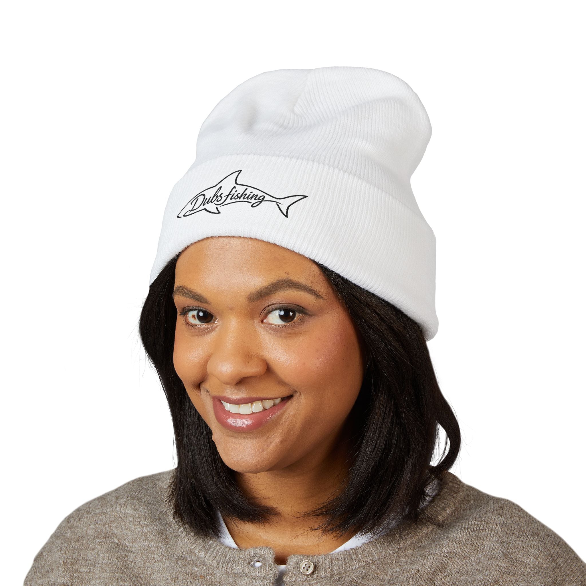 Cuffed Shark Logo Beanie | Black Embroidery
